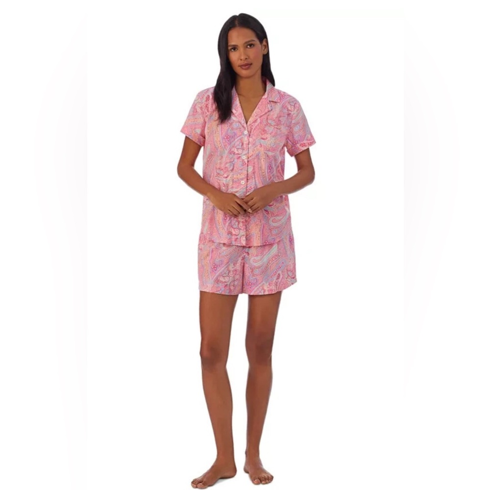Ralph Lauren Pink and Blue Paisley Pajama Set